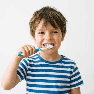 Brushing, a flash card photograph for children
