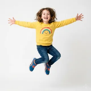 Jumping, a flash card photograph for children