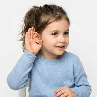 Listening, a flash card photograph for children