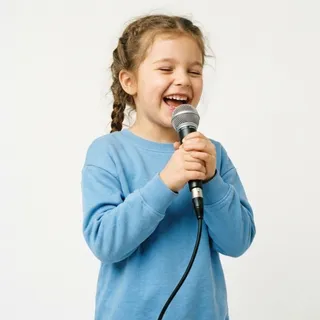Singing, a flash card photograph for children