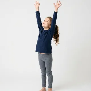 Stretching, a flash card photograph for children