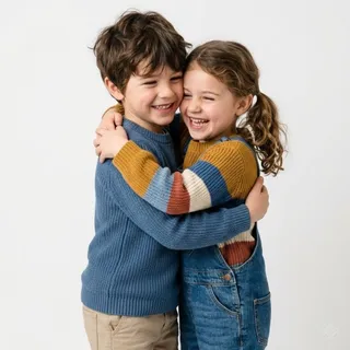 Hugging, a flash card photograph for children