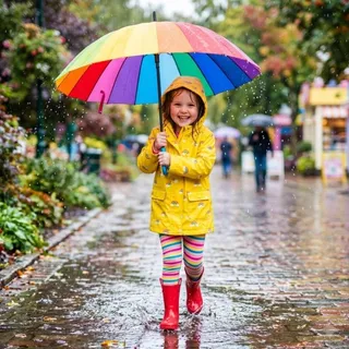 Rainy, a flash card photograph for children