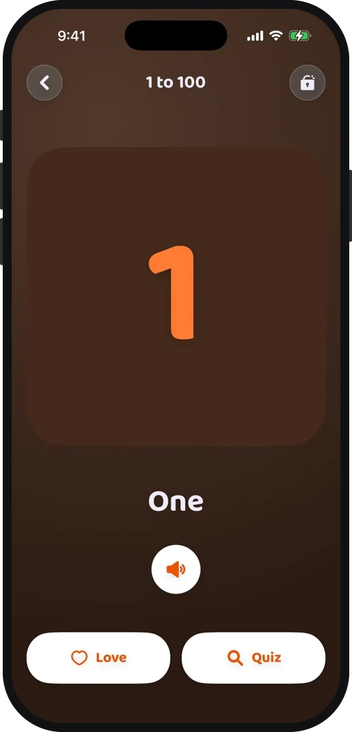 Wibbo ABC flash cards app on iPhone, dark theme