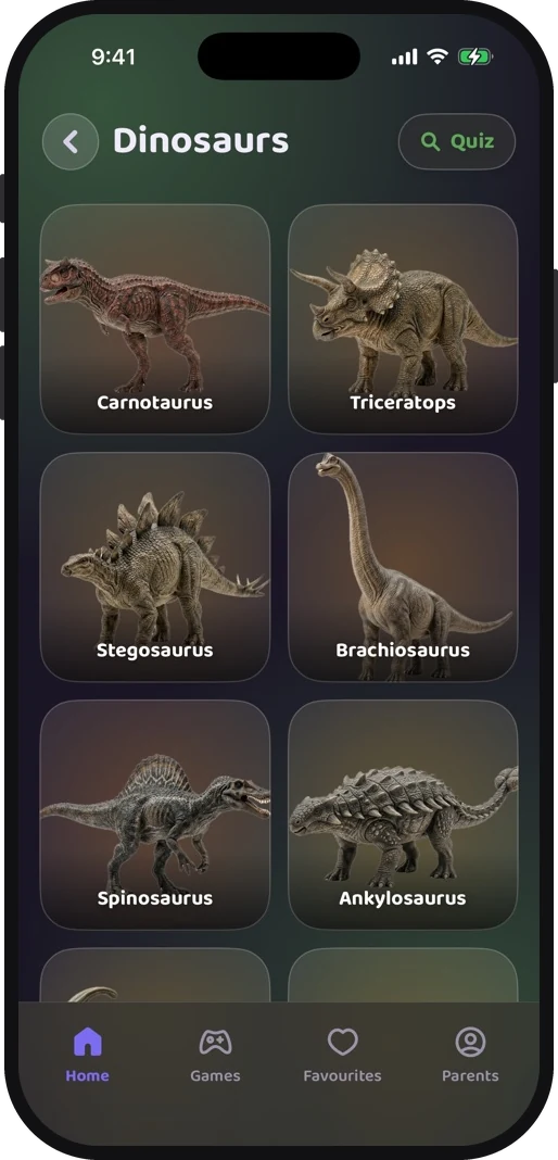 Wibbo ABC flash cards app on iPhone, dark theme