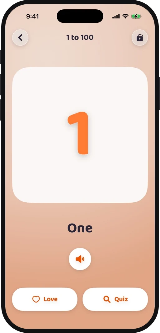 Wibbo ABC flash cards app on iPhone, light theme