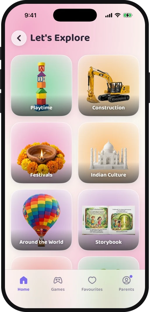 Wibbo ABC flash cards app on iPhone, light theme